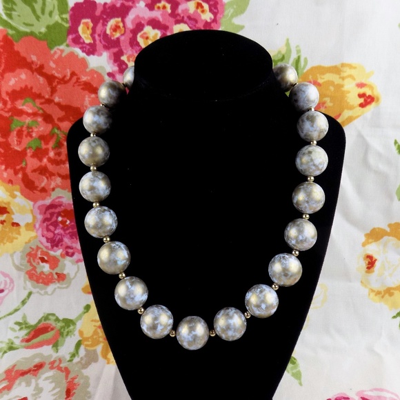 VTG NAPIER BIG chunky white gold BEAD NECKLACE - Picture 1 of 6